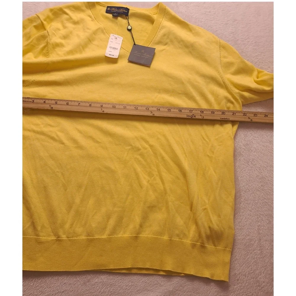 Brooks‎ Brothers Men's Supima Cotton V-Neck Sweater Yellow L Long sleeve New NWT